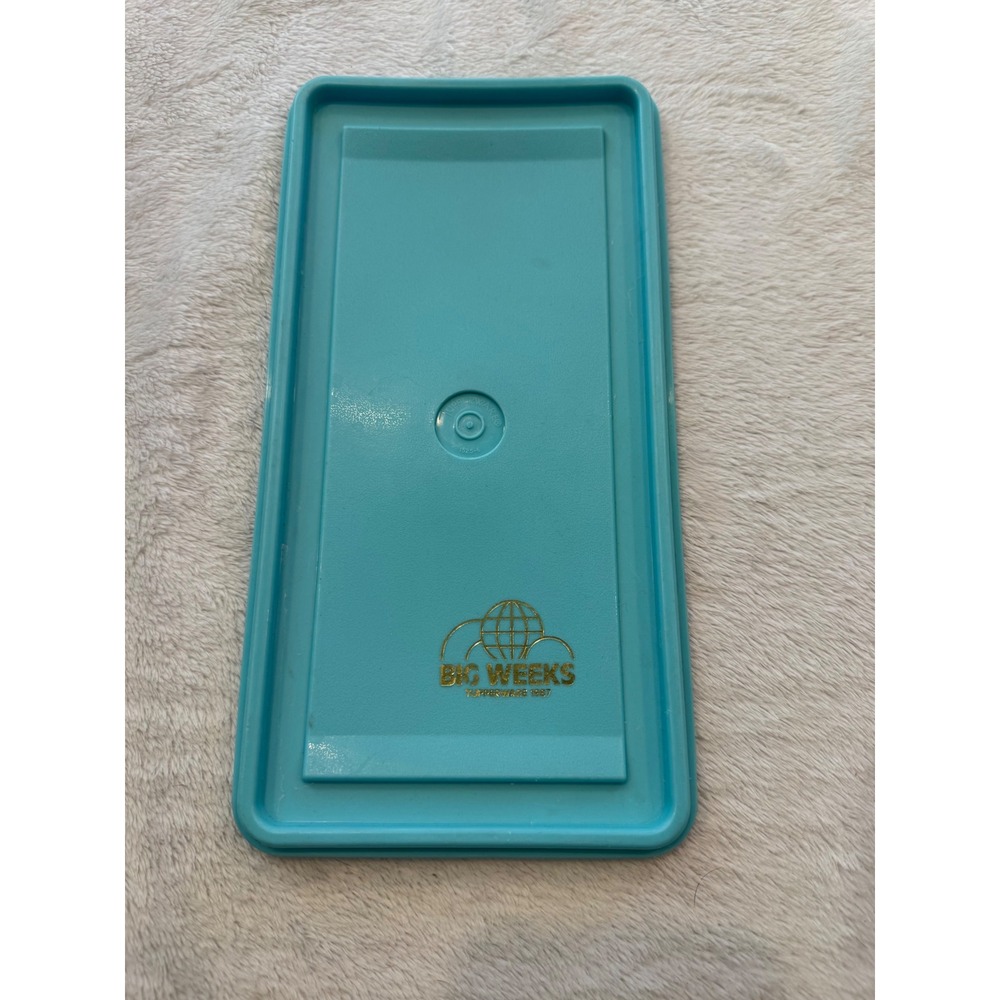 Vintage Tupperware 1987 Big Weeks Teal Blue Rectangular Replacement Lid 1620-4